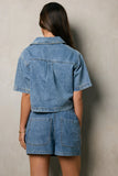 Farris Denim Collared Top in Light Wash FINAL SALE