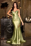 Fiona Gown Fitted Satin Dress With Floral Lace