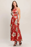 CANT LOOK AWAY CORAL RED MIDI DRESS