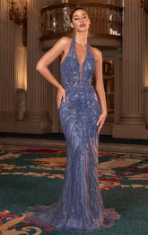 Kingston Gown Halter Beaded Mermaid Evening Dress