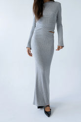 Bonnie Polka Dot Maxi Skirt in Grey