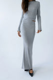 Bonnie Polka Dot Maxi Skirt in Grey