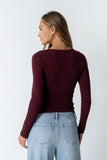 Mia Button Up Top in Burgundy