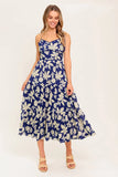 PETALS IN THE WIND MIDI DRESS NAVY