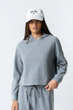 Kourtney Waffle Knit Hoodie in Grey
