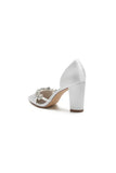 Crystal Strap Pointed Toe Block Heel Sandals