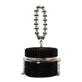 Silver Box Chain Handbag with Rhinestone