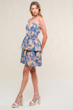 SUMMER MOMENTS STRAPLESS FLORAL DENIM MINI DRESS FINAL SALE