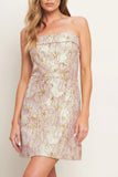 LUMINOUS GOLD PINK TEXTURED MINI DRESS