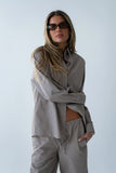 Hailey Striped Button Up in Beige