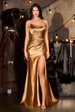 Baylor Gown Asymmetric Strapless Liquid Satin Dress