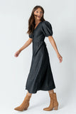 Conley Pinstripe Midi Dress in Black