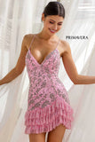 4242 Primavera Ruffle Hem Beaded Mini Dress