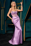 BECCA GOWN STRAPLESS CRYSTAL SATIN FITTED DRESS