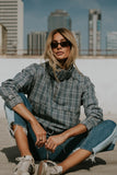 Regina Denim Jacket in Plaid Denim