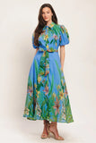 PALM SERENADE BLUE MIDI DRESS