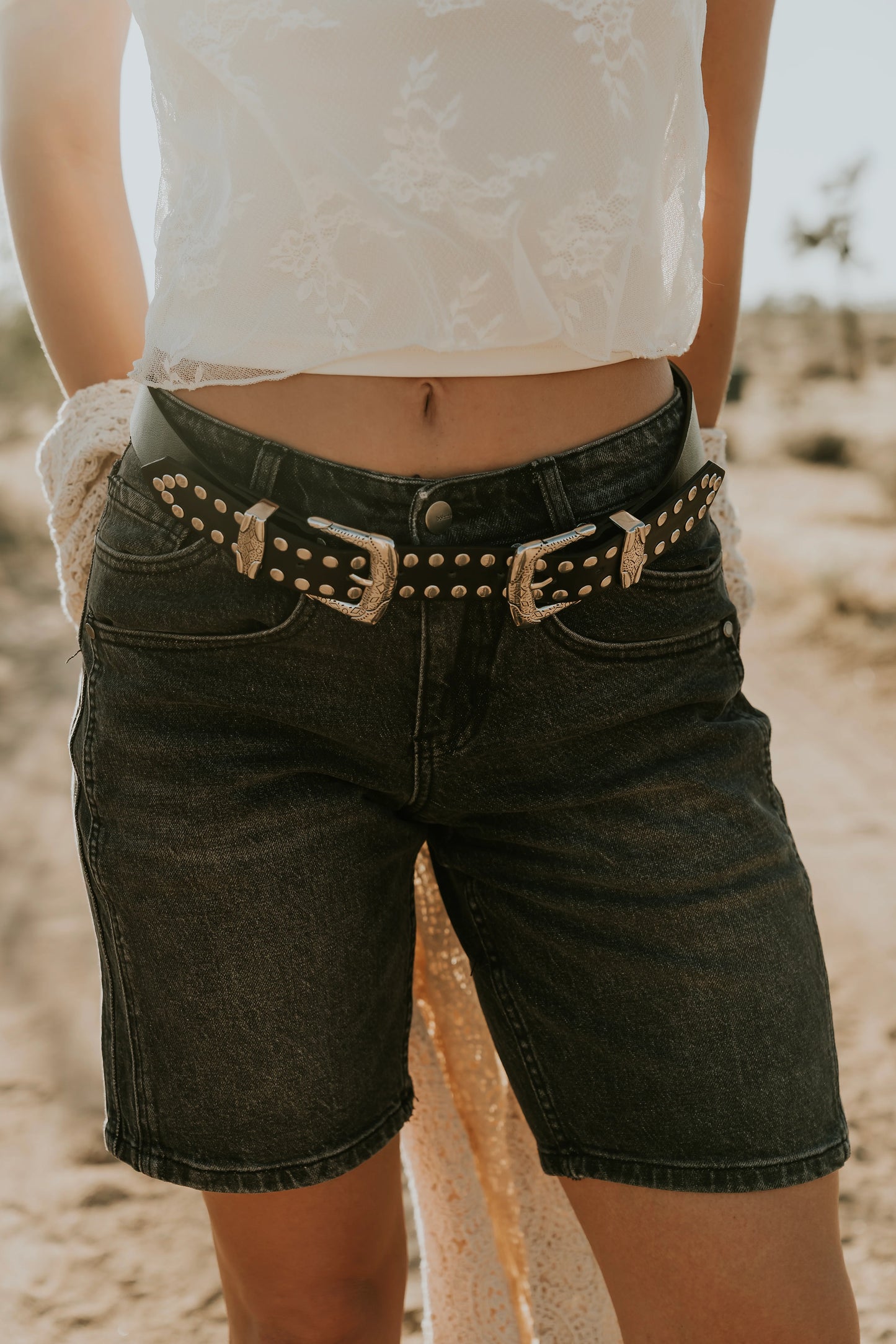 Kaydence Bermuda Shorts in Washed Black