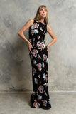 Eden Floral Midi Skirt in Black