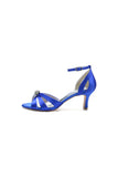 Open Toe Crystal Flower Buckle Strap Chunky Heels