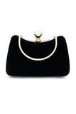 Graceful Black Rhinestone Handle Clutch Bag