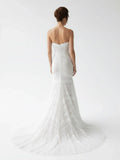 Vintage White Mermaid Lace Wedding Dress with Tassel