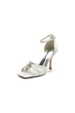 Lace Open Toe Stiletto Heels with Ankle Strap