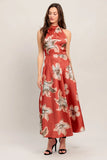 CANT LOOK AWAY CORAL RED MIDI DRESS