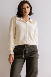 Maureen Collared Cardigan in Oatmeal FINAL SALE