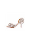 Peep Toe Satin Rhinestone Slip On High Heels