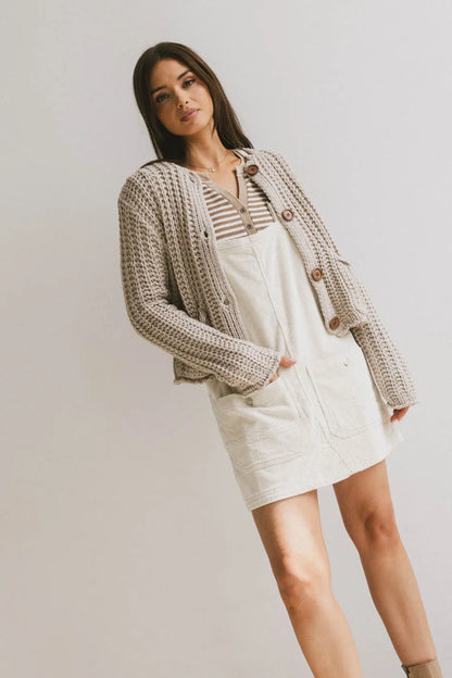 Reid Corduroy Overall Dress in Ivory FINAL SALE