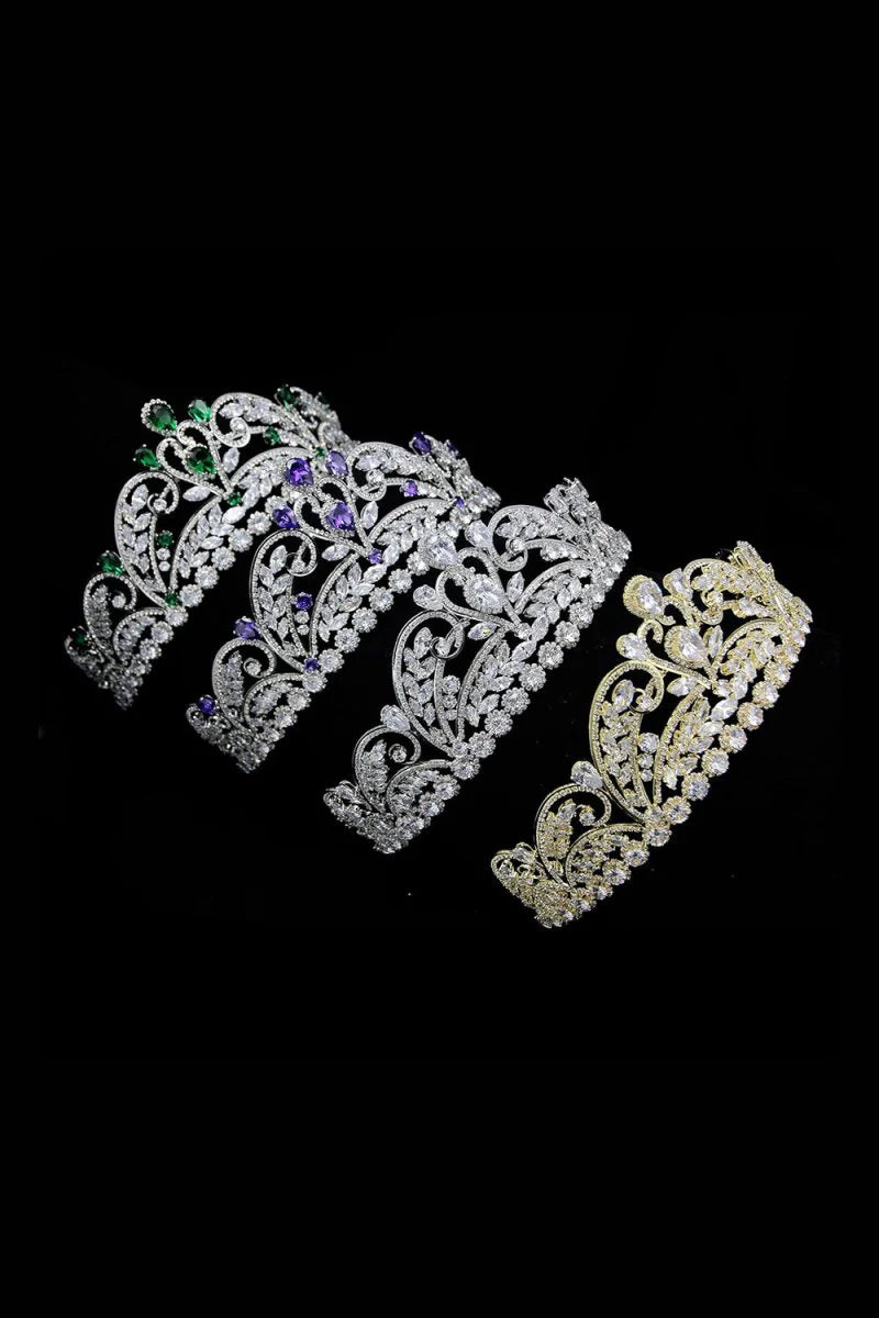 Gold Cubic Zirconia Bridal Tiara