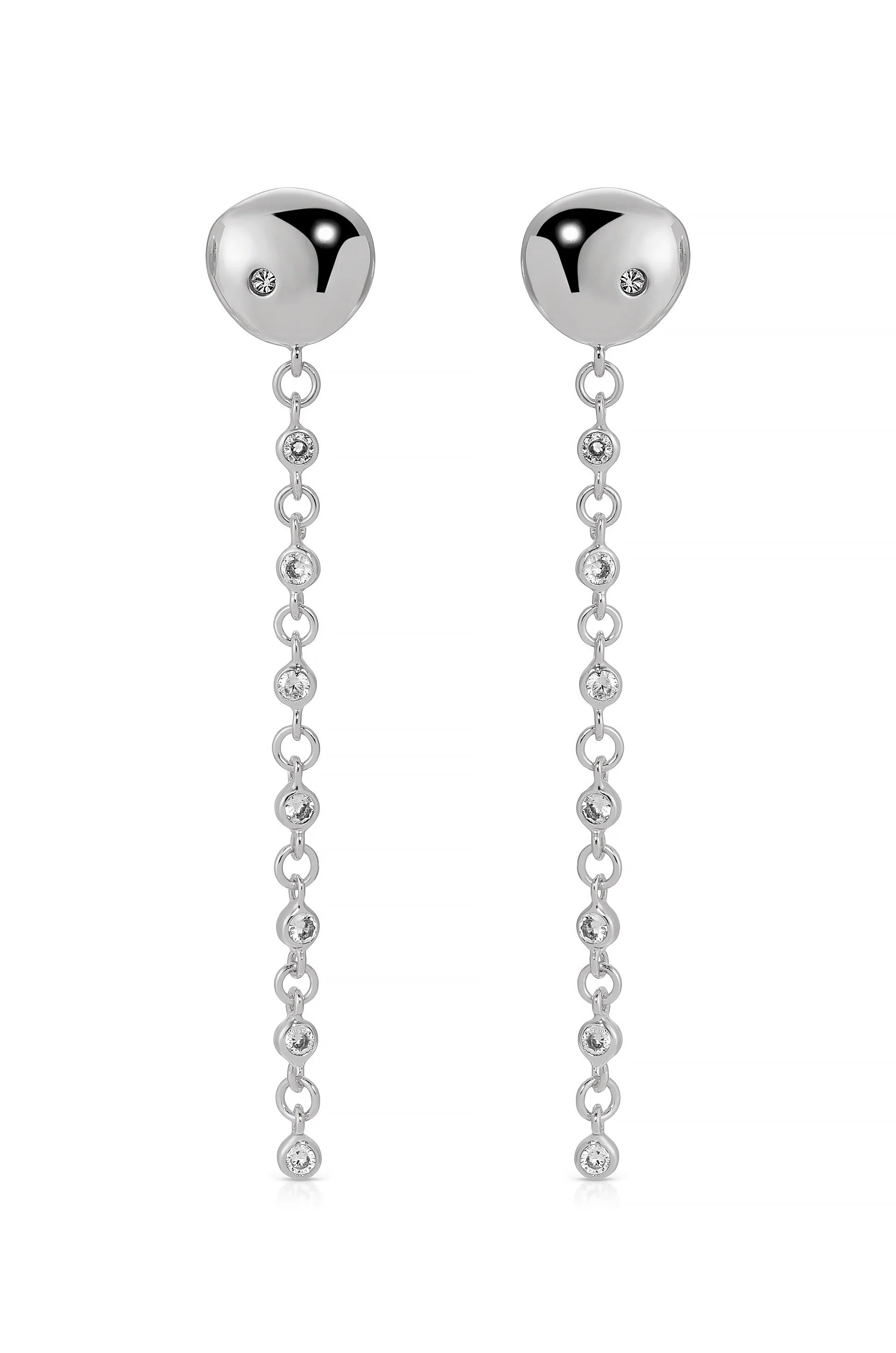 Polished Pebble Linear Chain Earrings