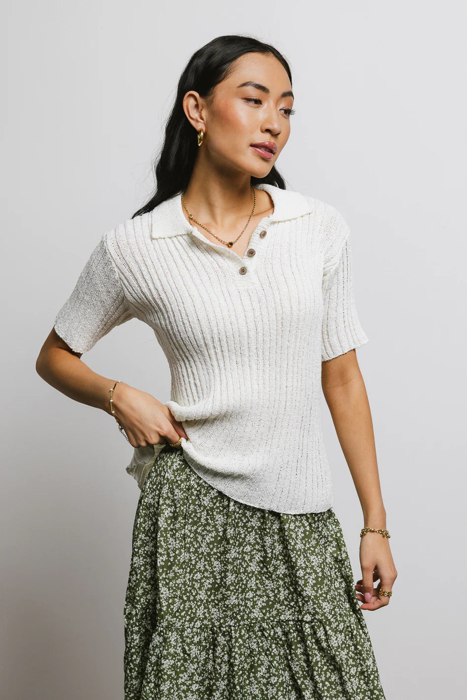 Millie Knit Sweater Top in Off White FINAL SALE