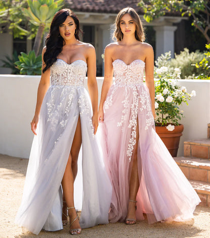 SOLAINE GOWN MAUVE STRAPLESS BUSTIER CORSET A LINE DRESS