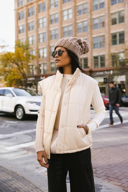 Caelan Puffer Vest in Cream FINAL SALE