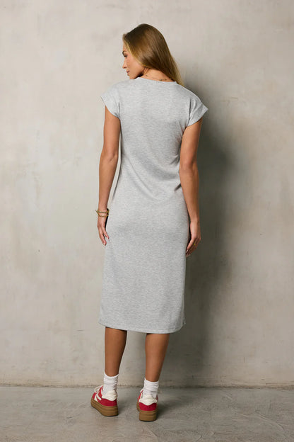 Lauren Tee Shirt Midi Dress in Heather Grey FINAL SALE