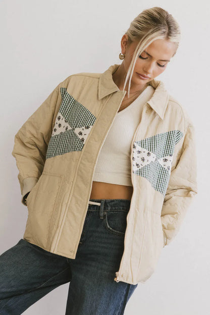 Karlie Quilted Jacket in Khaki FINAL SALE