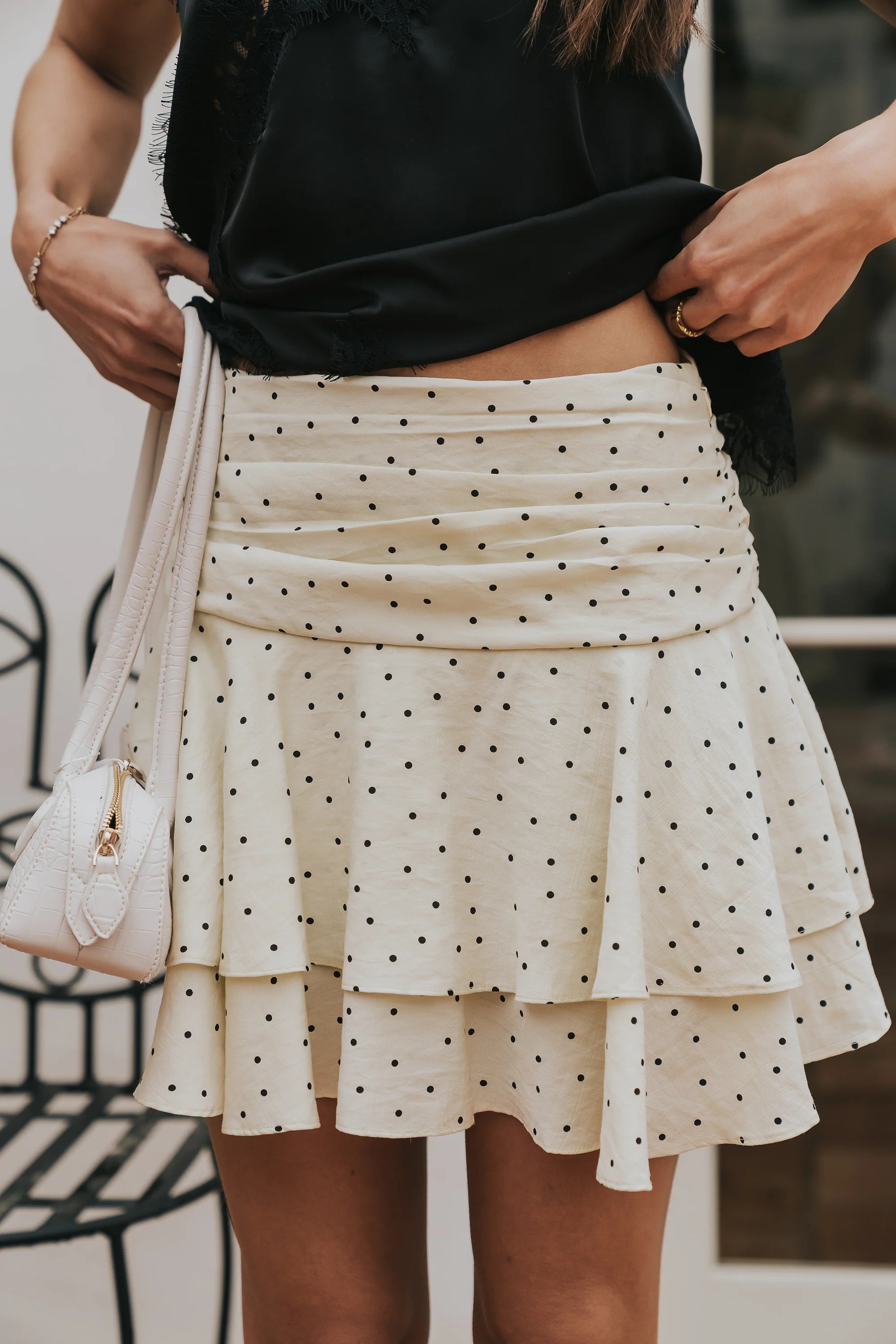 Trina Polka Dot Mini Skirt in Yellow