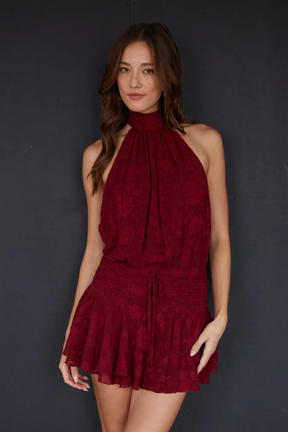 Yaz Textured Mini Dress Romper