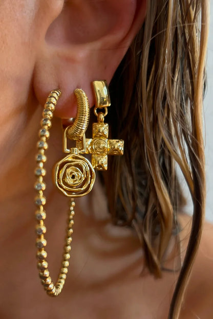 LUV AJ Rosette Coil Charm Hoops