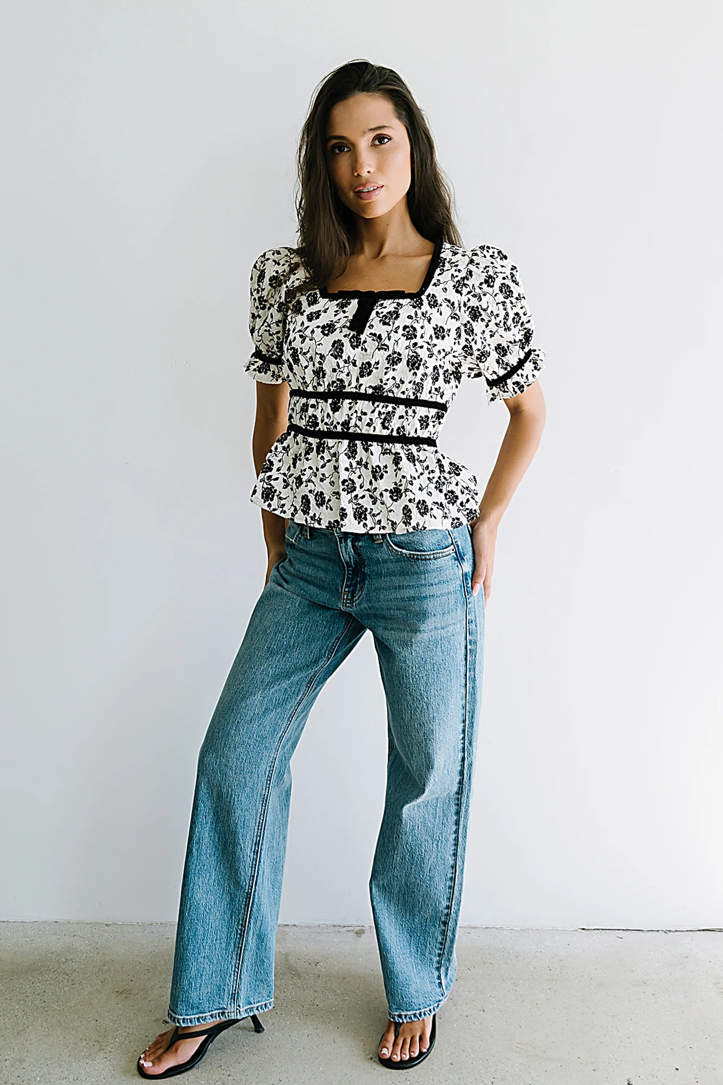 Tallie Floral Blouse in Cream FINAL SALE