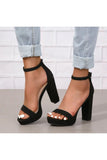 Champagne Ankle Buckle Open Toe Chunky Heels