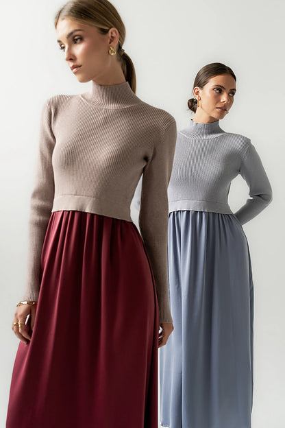 Zeda Midi Dress in Wine FINAL SALE