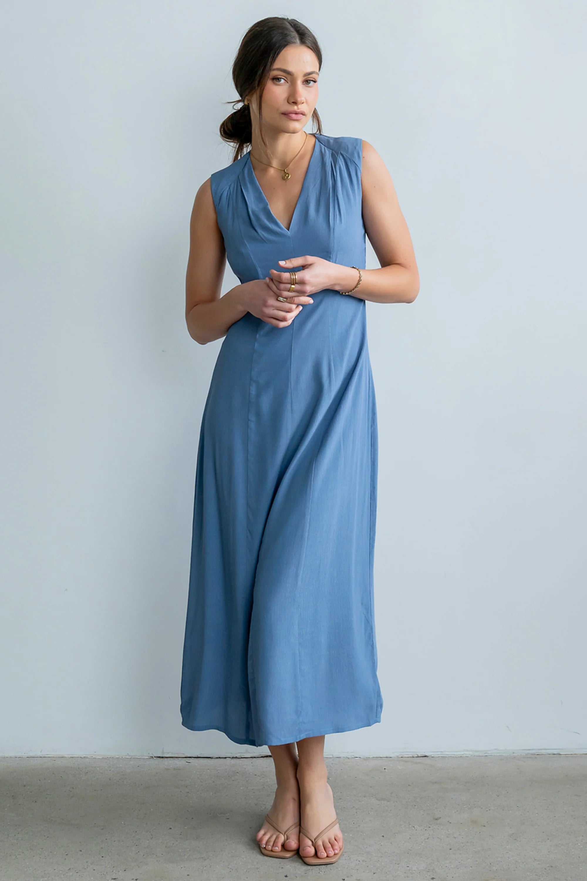 Noah Midi Dress in Blue