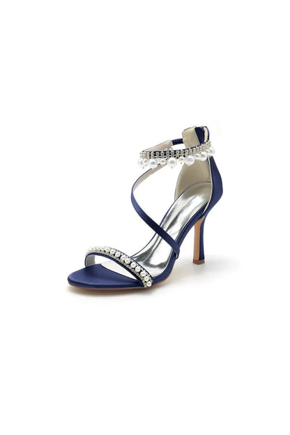 Elegant Single Strap Pearl Beaded Wedding Shoes