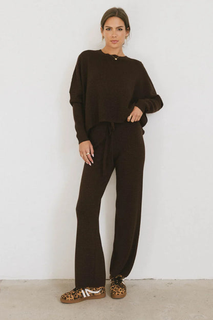 Jesse Waffle Knit Pants in Brown FINAL SALE