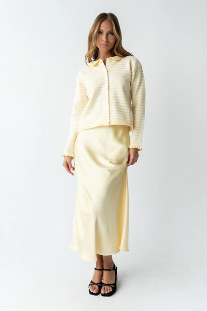 Tory Satin Maxi Skirt in Yellow