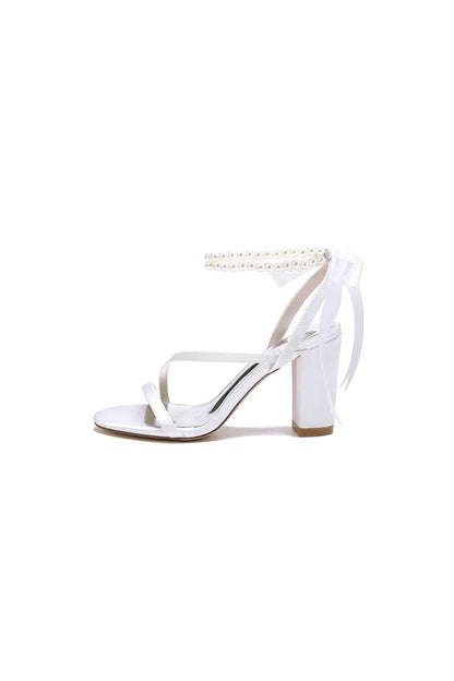 Pearl Open Toe Ankle Strap High Heels