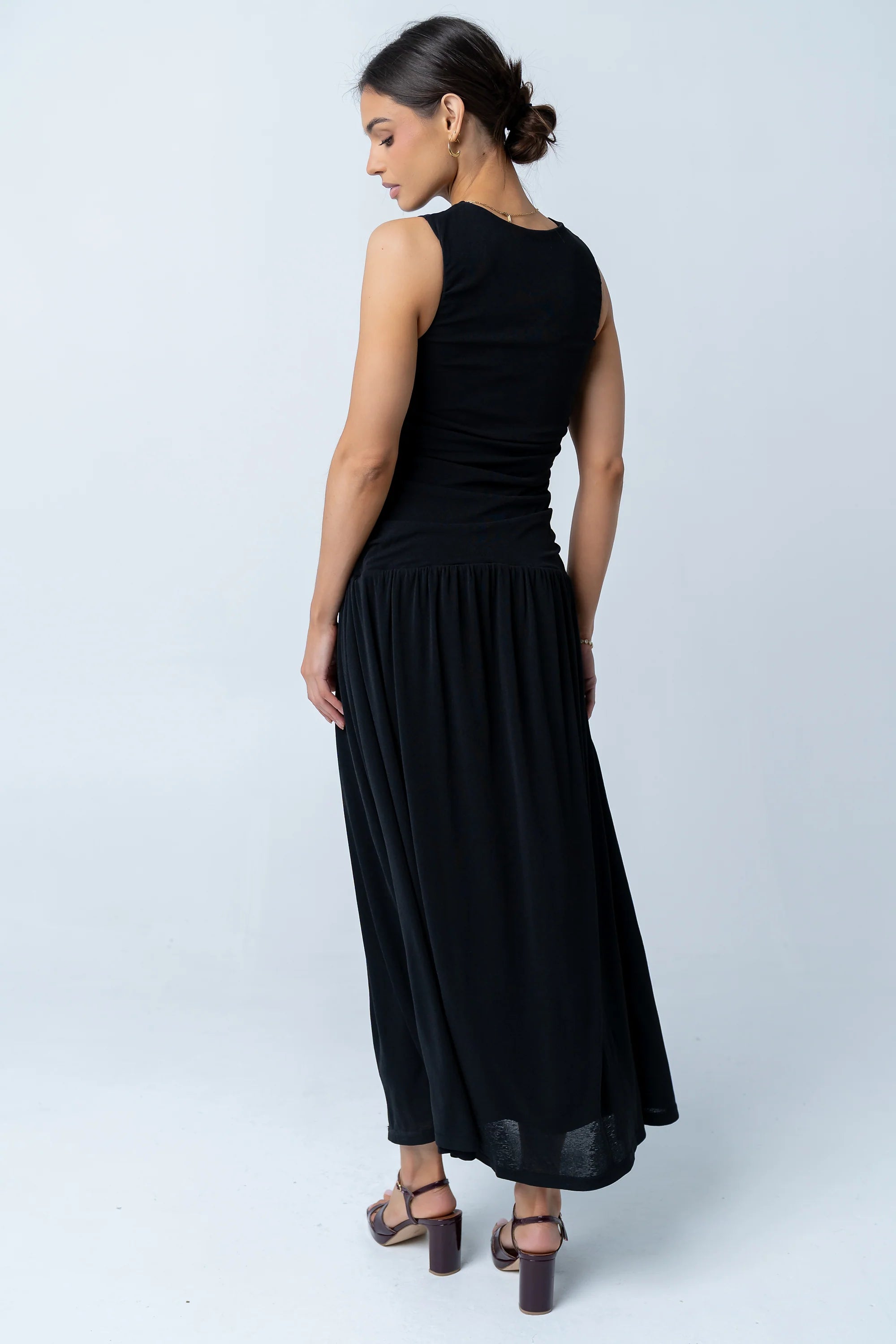 Kandi Ruched Maxi Dress in Black
