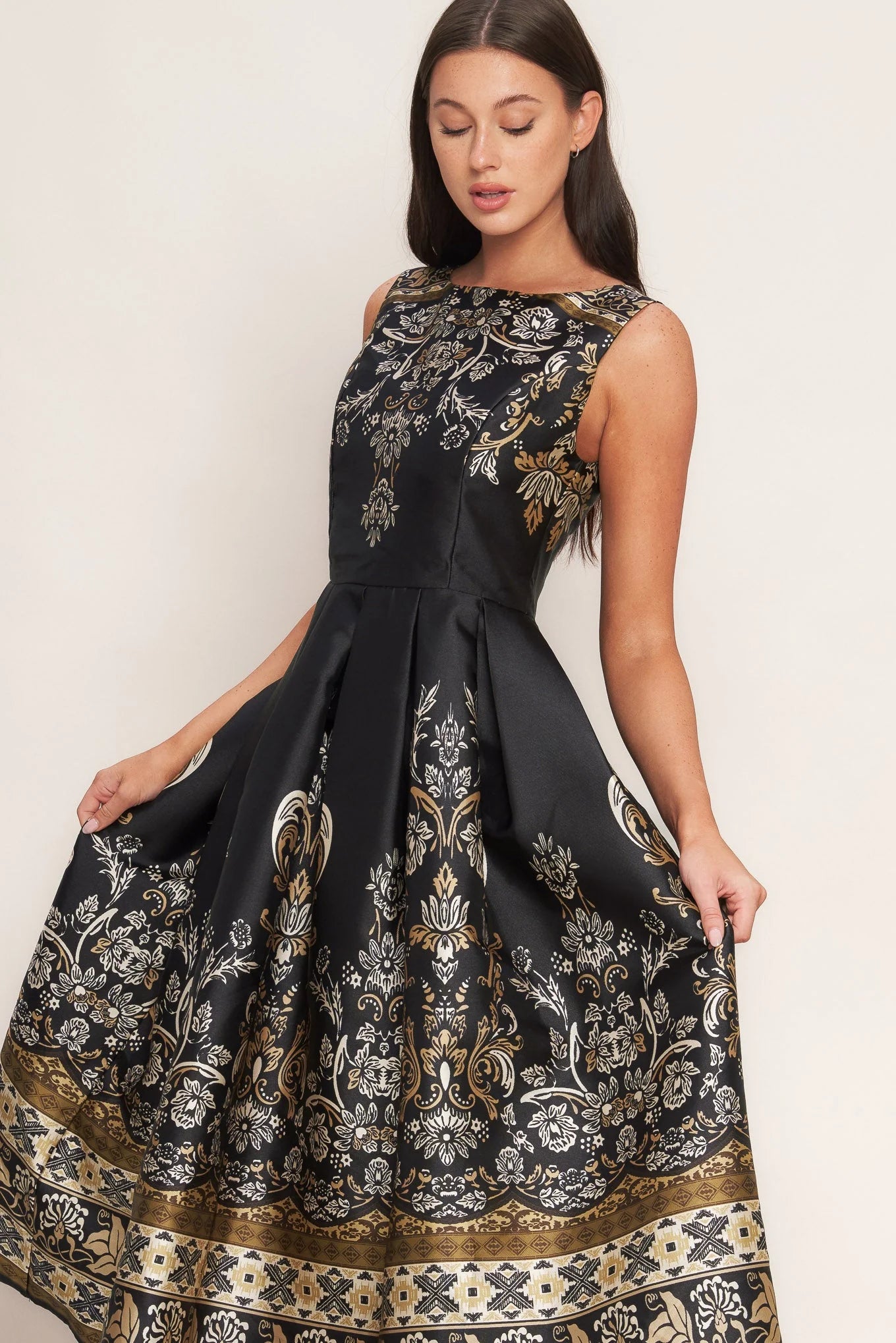 BAROQUE SPELL BLACK MIDI DRESS